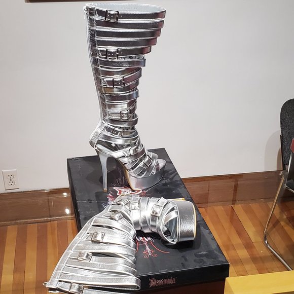 Silver Senator-1 heeled platform sandals - Picture 3 of 4